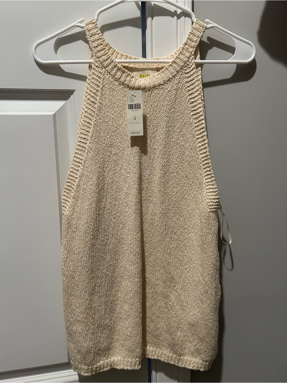 Anthropologie Cream Knit Halter-Style Sweater Tank